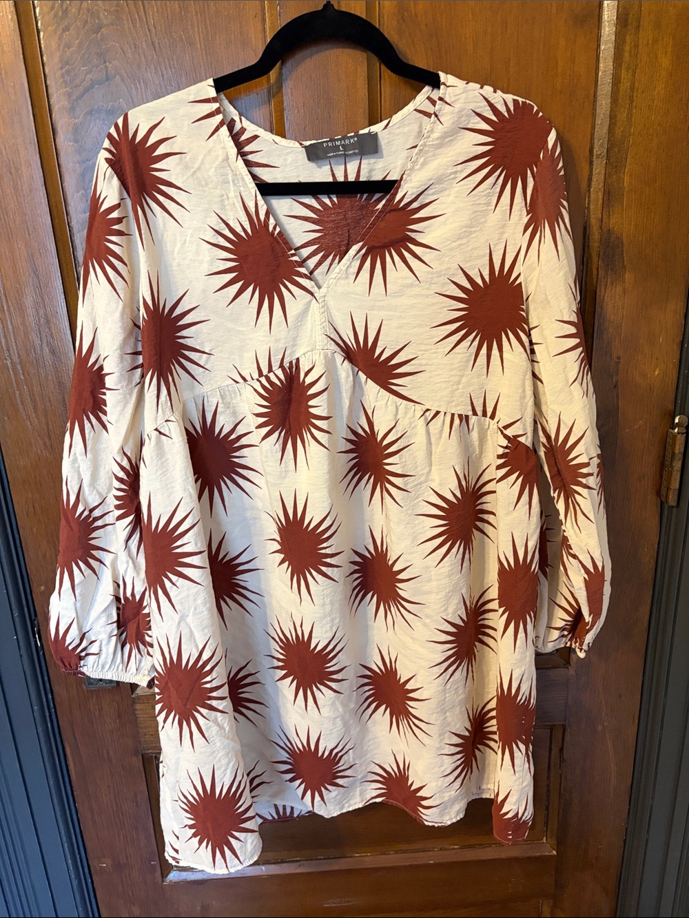 Primark Cream Tunic Dress with Rust Starburst Print